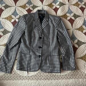 Vintage Ralph Lauren black label 100% silk black & white houndstooth blazer